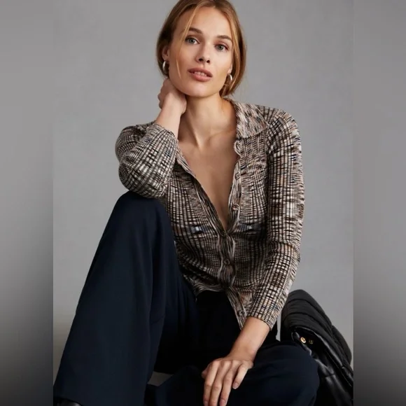 Anthropologie Spaced Dyed 70s Cardigan, Little Lies, size S/M NWOT - Picture 1 of 6